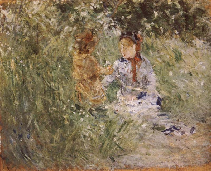 Berthe Morisot Mother and her son in the garden France oil painting art